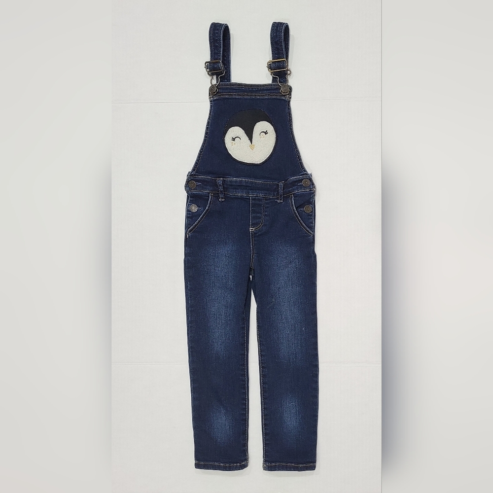 GAP Toddler Denim Overalls with Fleece Penguin Patch & Adjustable Straps 4yr - Picture 4 of 16